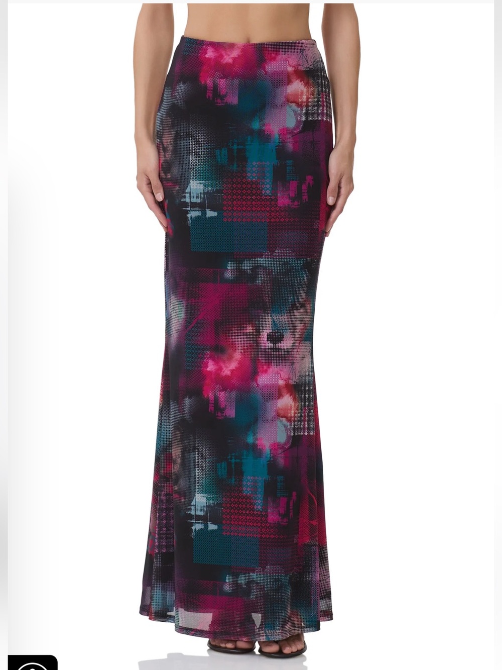 AFRM Tegan Digital Fox Mermaid Maxi Skirt S NEW $95